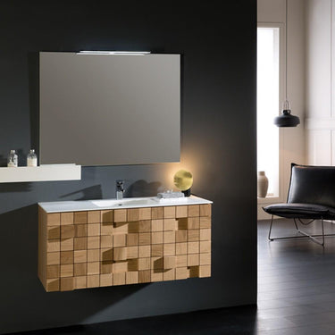 Eviva Mosaic 33 in. Wall Mounted Oak Bathroom Vanity with White Integrated Solid Surface Countertop Bathroom Vanity Eviva